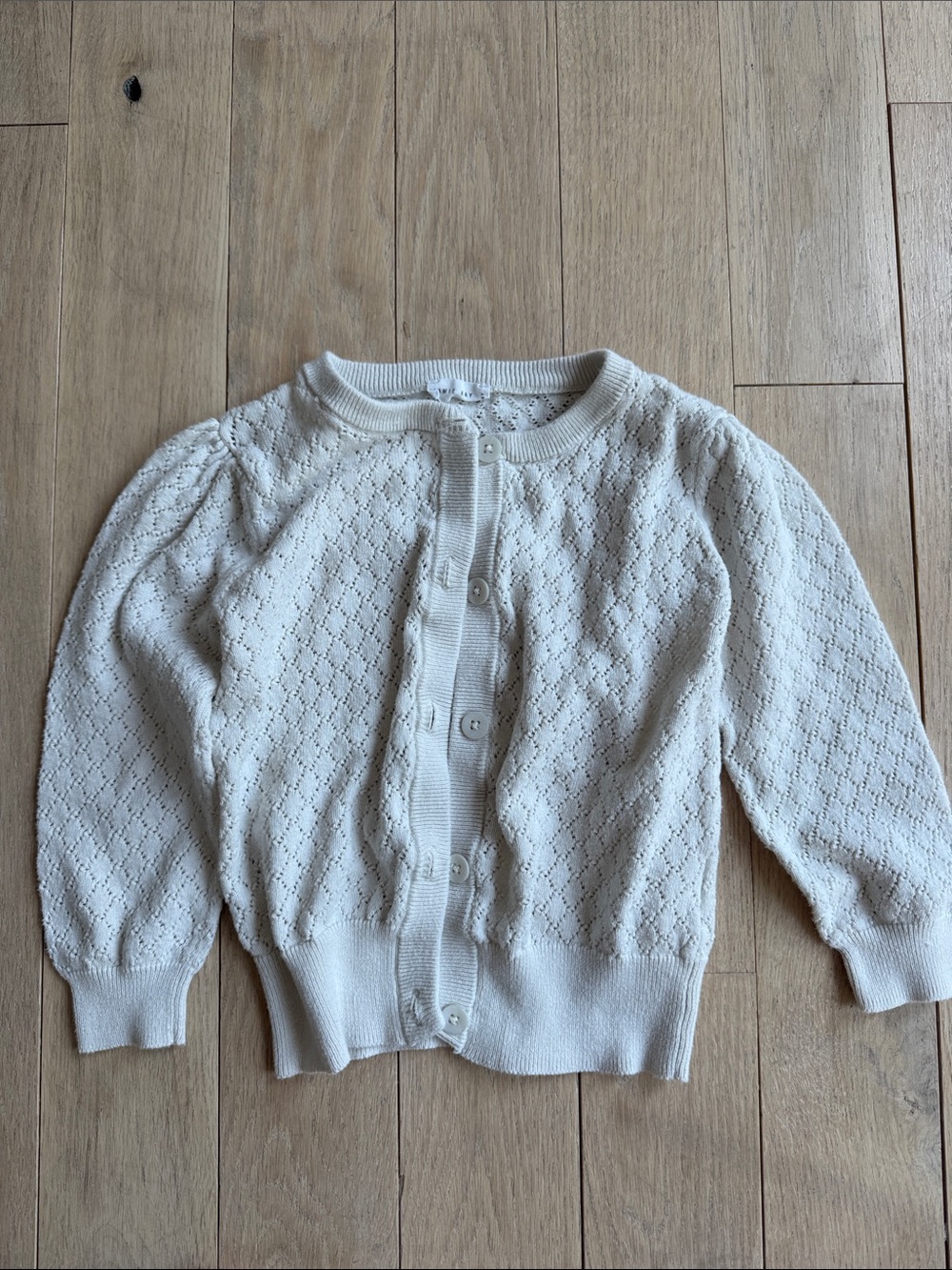 Jamie Kay Cream Pointelle Button-Front Cardigan